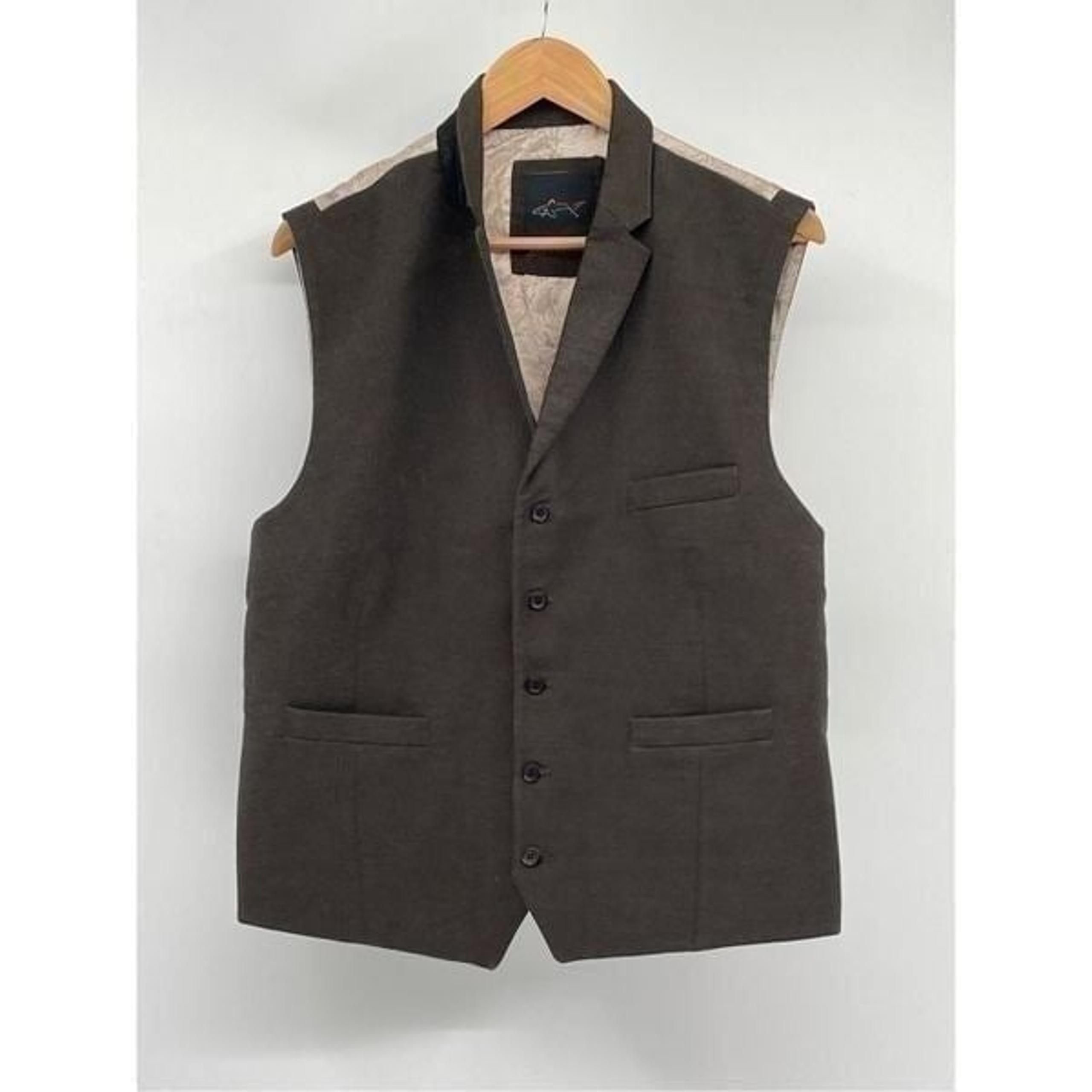 Greg Norman Waistcoat Suit Vest Men Size 44 Brown Button Down