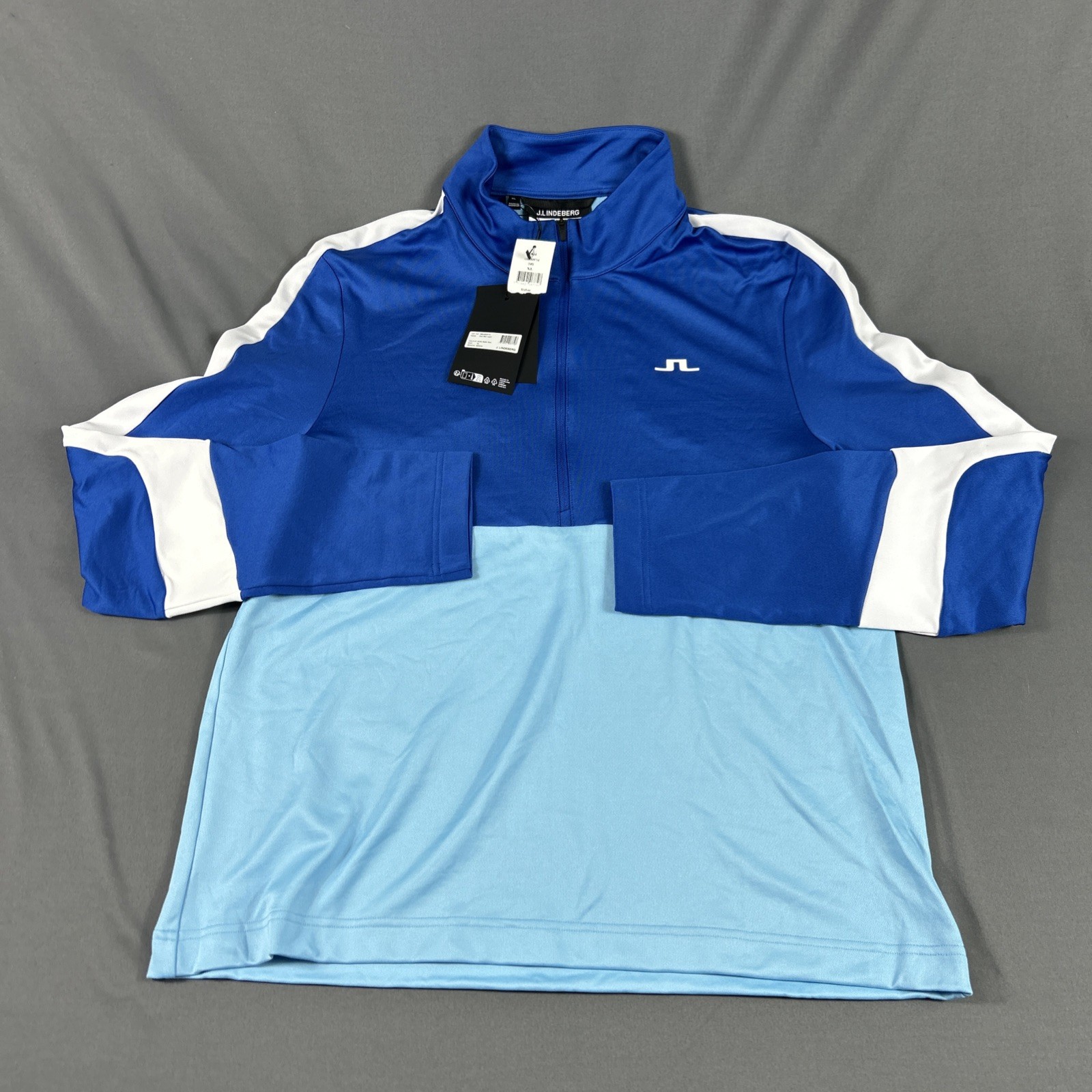 J Lindeberg Golf Pullover Carl Midlayer 1/2 Zip XL Blue Polyester NWT MSRP 145