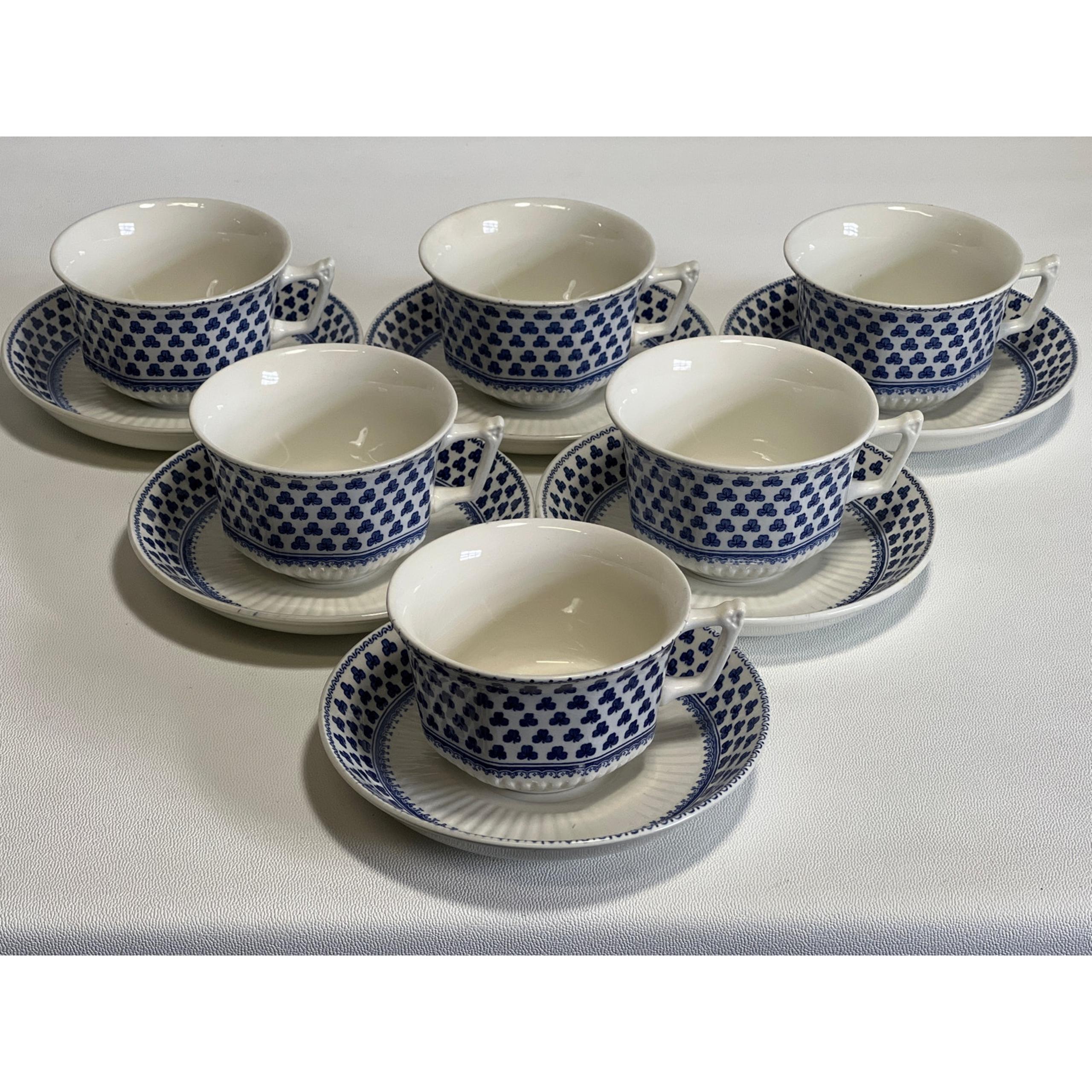 Adams English Ironstone Micratex BRENTWOOD (6) Cream Soup Tea Cups & Saucers