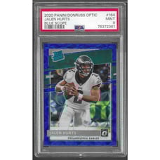 2020 Donruss Optic Jalen Hurts Blue Scope Prizm Rookie RC #164 PSA 9 Eagles MINT