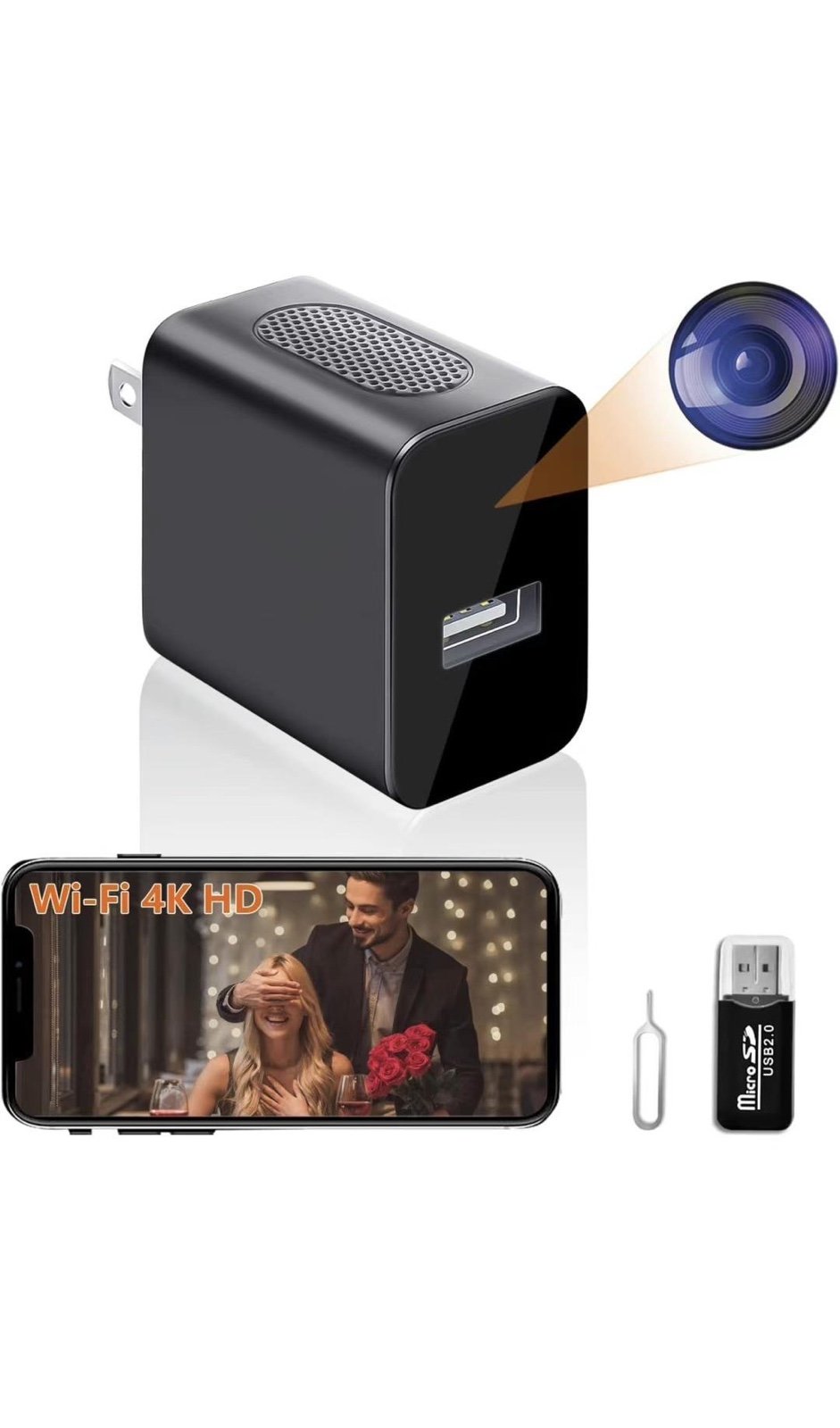 Spy Camera Hidden Camera 4K UHD Wireless Hidden WiFi Camera with Remote View