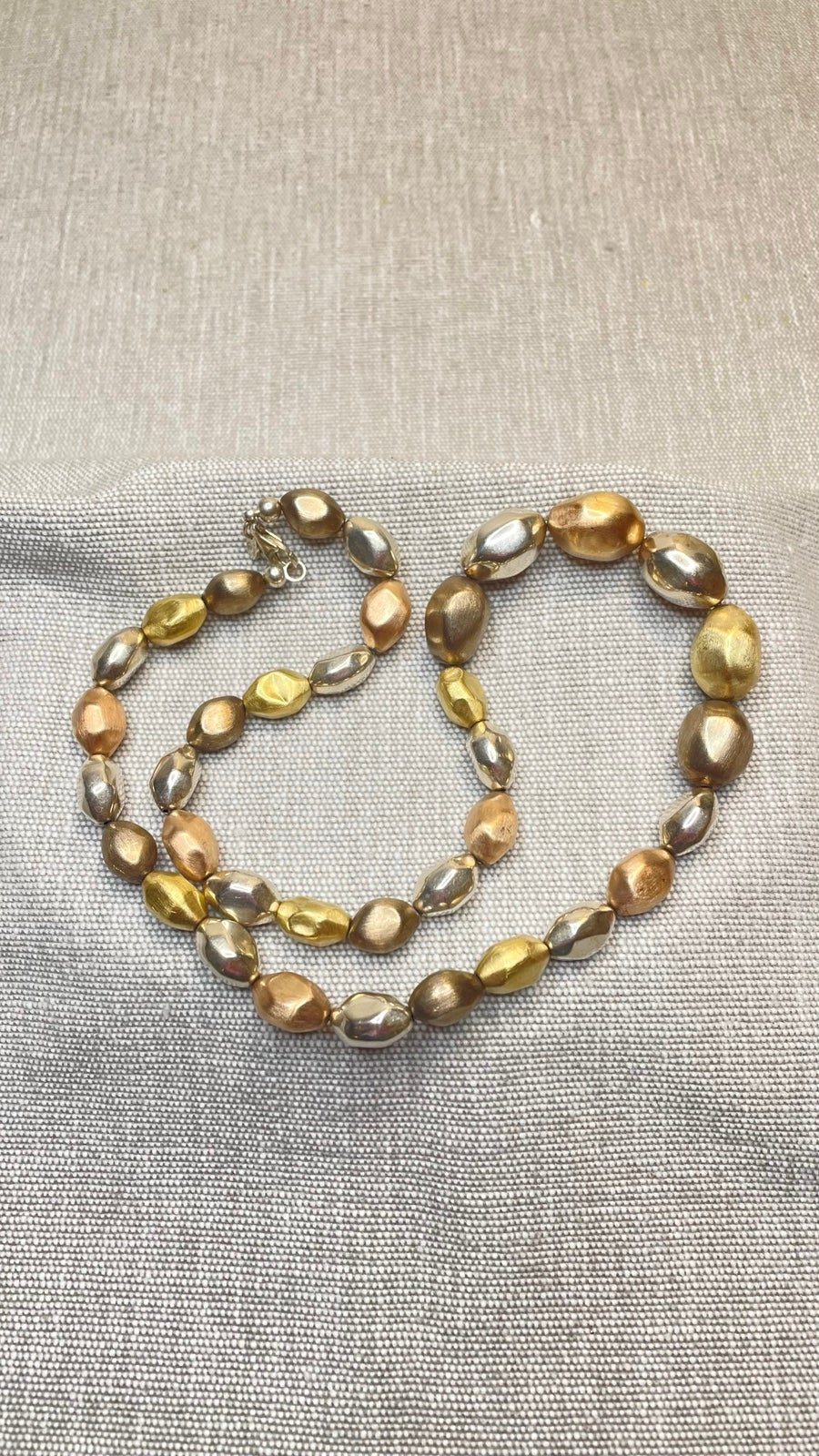 ✨ Italian Multi-Color Silver Oval Bead Necklace | Rose Gold, Gold & Silver 20 |✨
