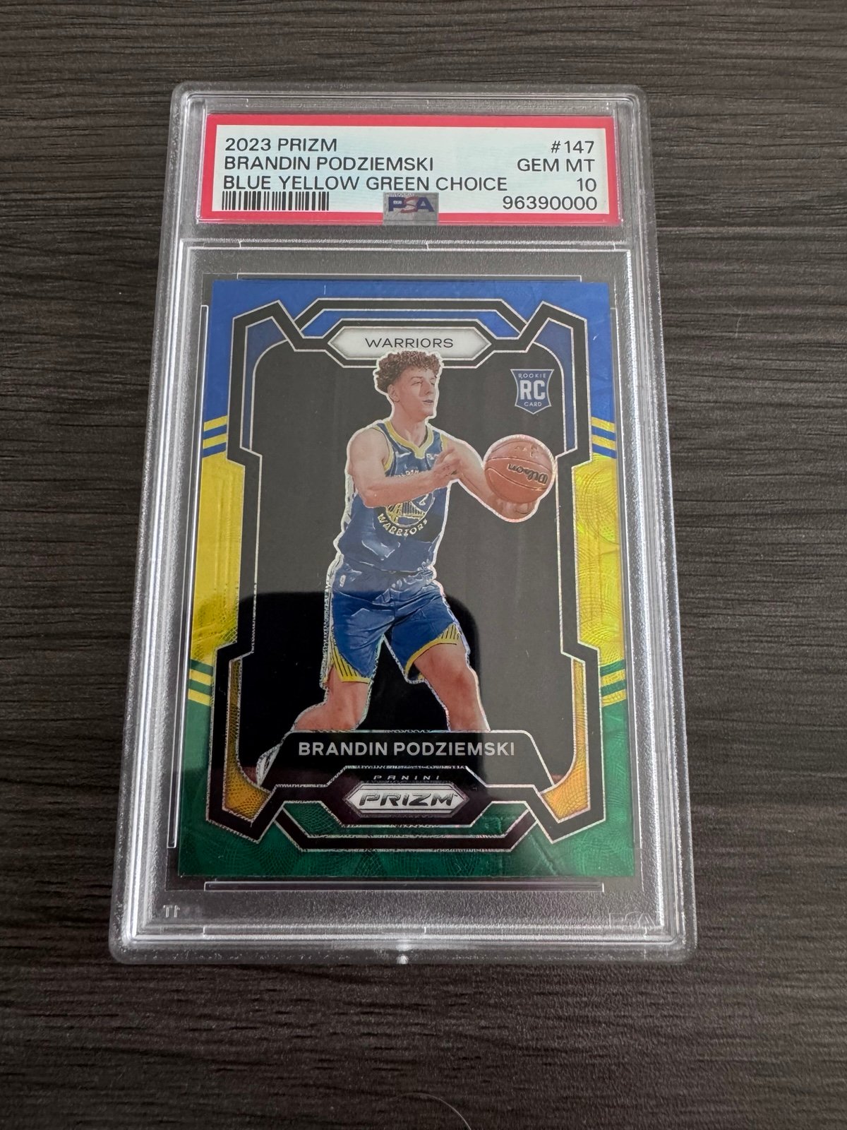 PSA 10 Brandin Podziemski Blue Yellow Green Prizm
