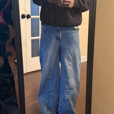 Upcylced - Baggy, wide leg, light wash, blue jeans with a relaxed fit