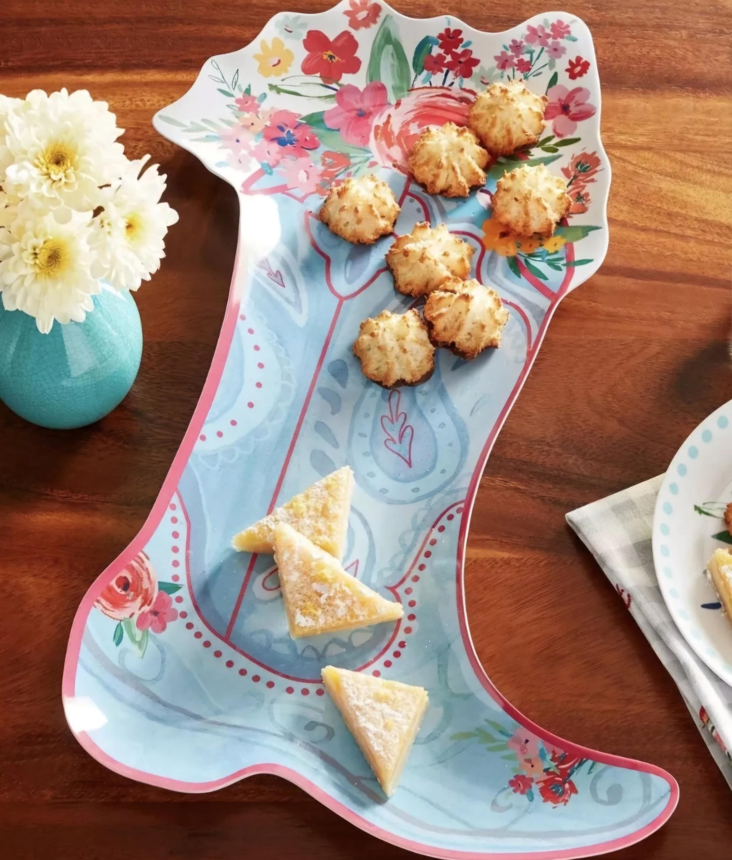 ~SET OF 2~ PIONEER WOMAN COUNTRY COWBOY BOOT FLORAL FOOD SERVING PLATTER NEW!!