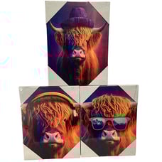 Holy Cow 3 Highland Cow Canvases 12 X 16 Wall Art Brand New Sealed Combo