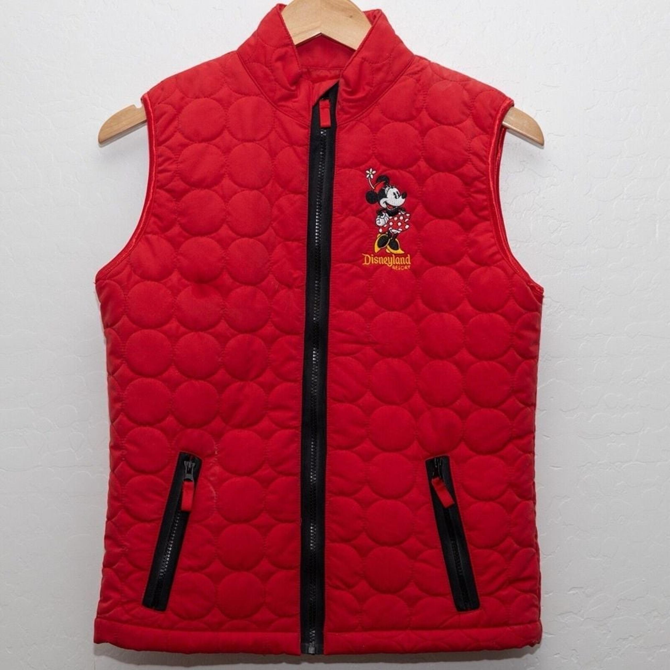Disney Parks Vest Women Small Quilted Red Minnie Mouse Disneyland Embroidered