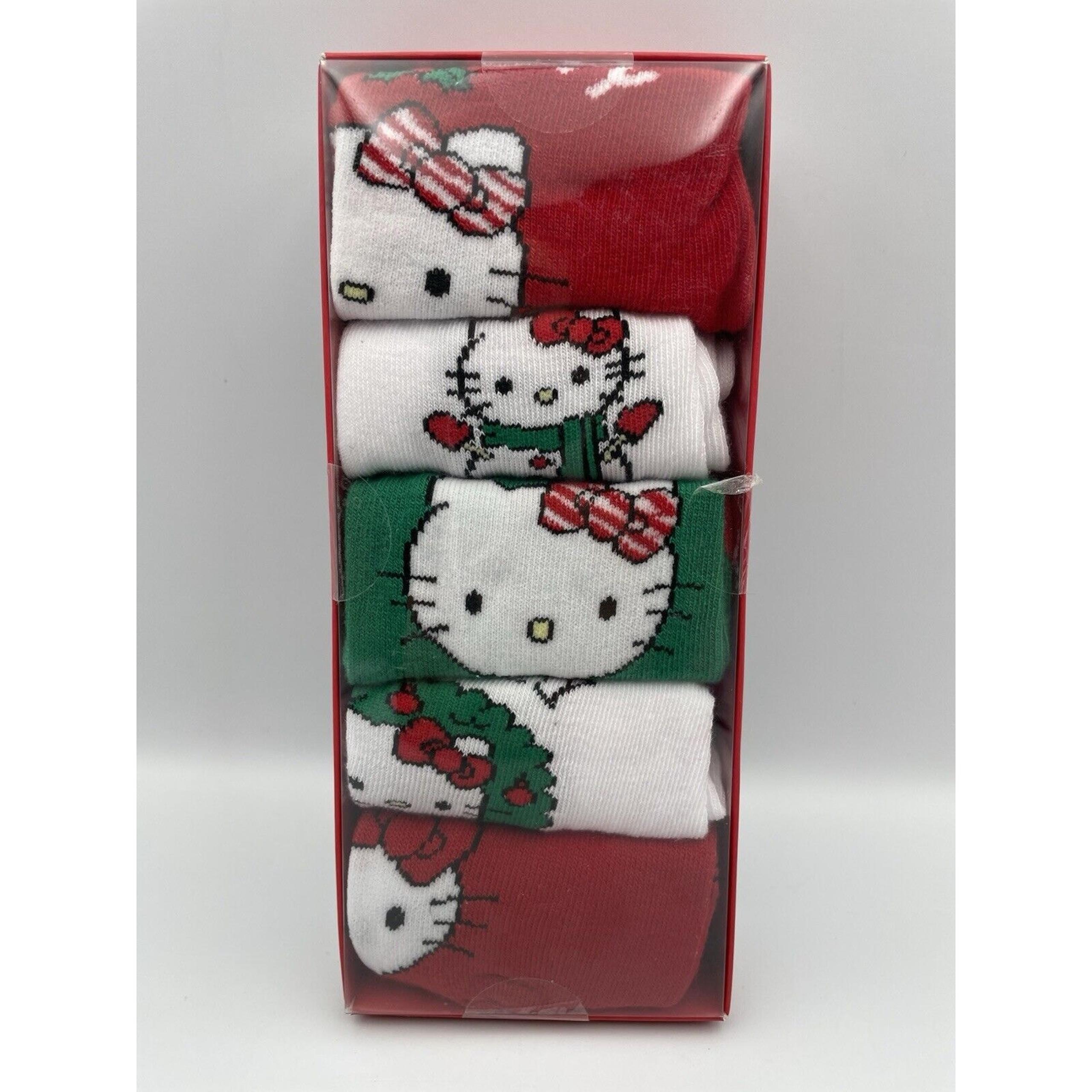 Hello Kitty 5 Pair Christmas Quarter Crew Socks Women's Size 9-11