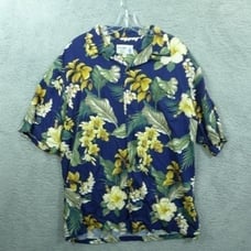 Vintage Iolani Hawaiian Short Sleeve Button Up Shirt Mens Size M Made In USA