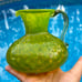 Empoli Italy Avocado Green Quilted Diamond Pitcher 5-1/4” Tall