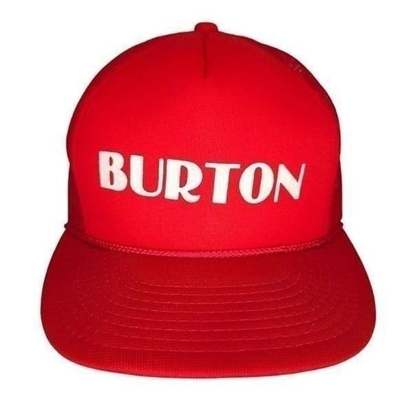 Vintage Burton Trucker Hat Mens One Size Red 80s Snapback Rope Cap