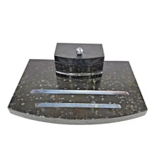 1930s Executive Art Deco Ink Well, Black Spotted Granite