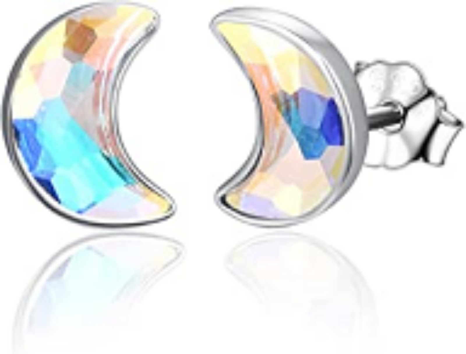 Moon Stud Earrings Sun Earrings 925 Sterling Silver Hypoallergenic Crystal Earri