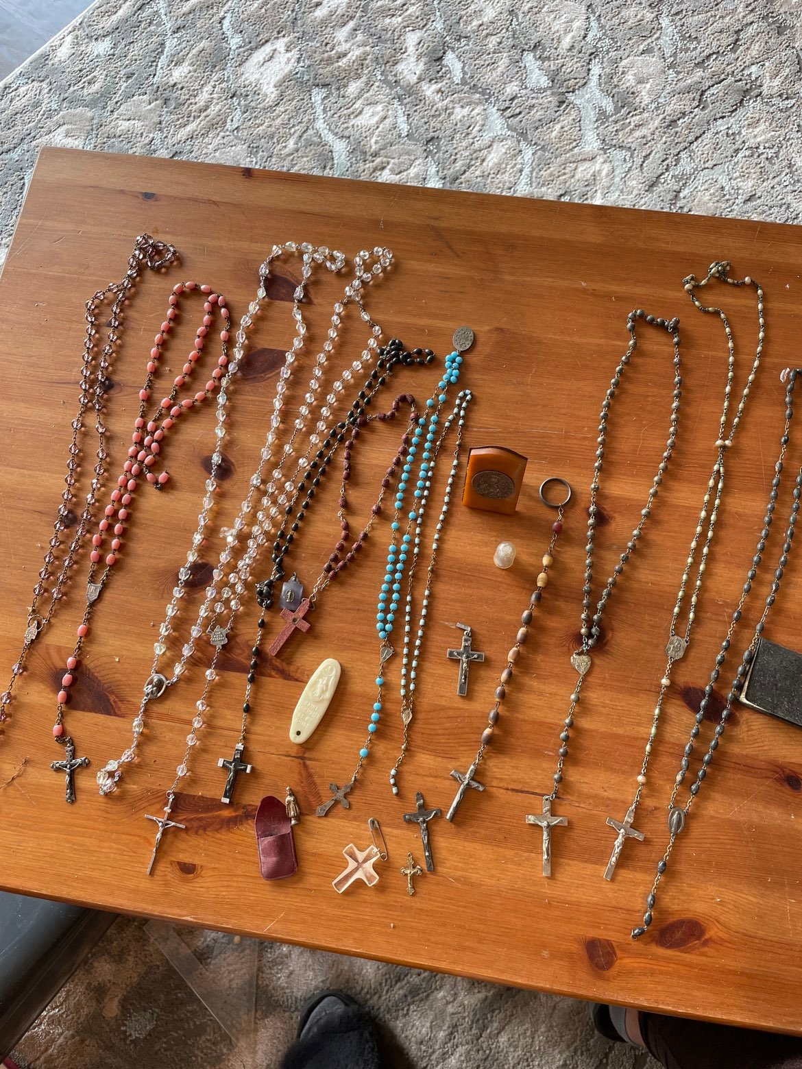 huge lot of religious Rosary bead necklaces & religious items