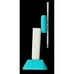 Vintage Fever Glass Thermometer MCM Holder Stand Blue White