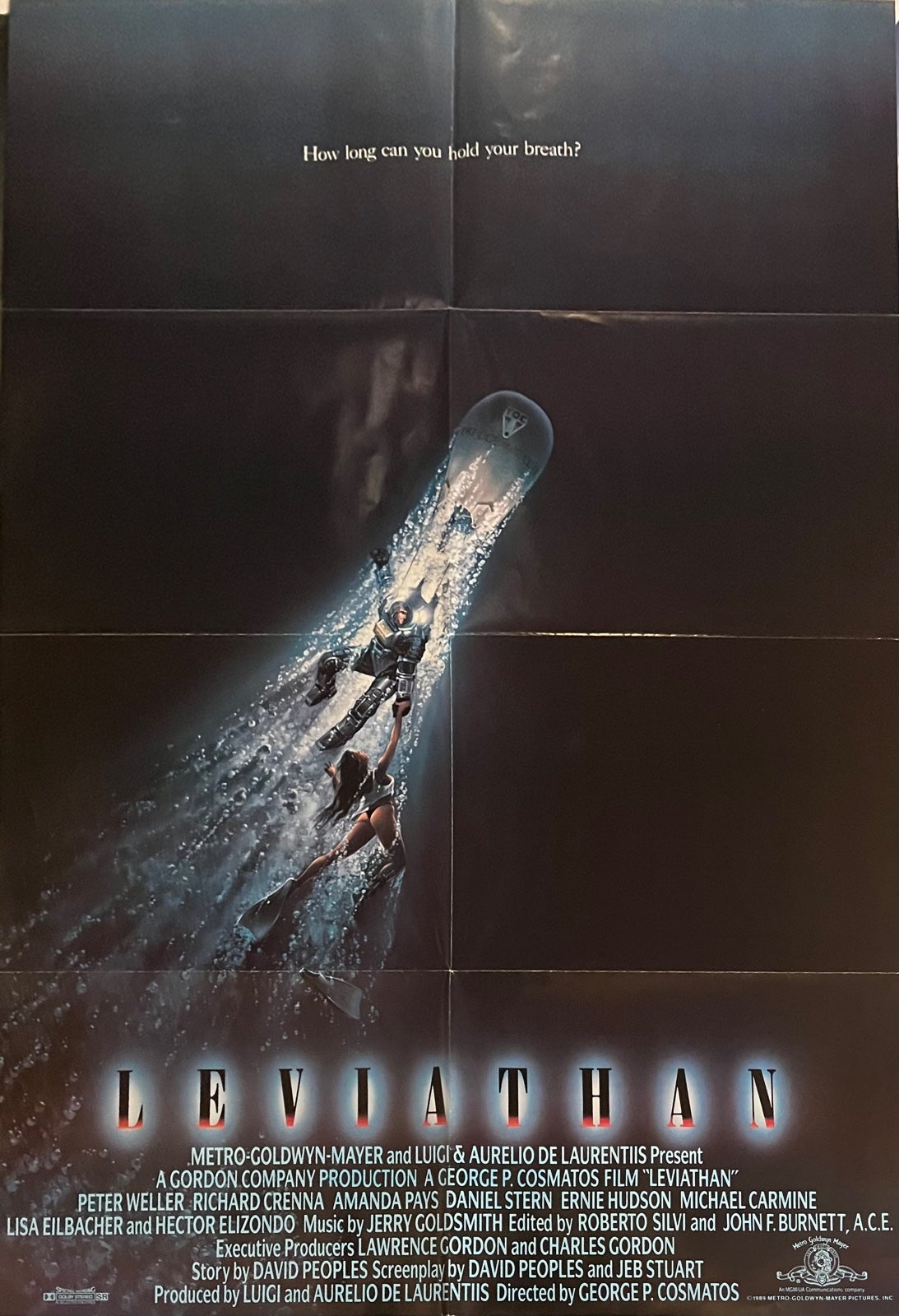 Leviathan (1989) Original One Sheet Movie Poster-Vintage Sci-Fi Horror Monster