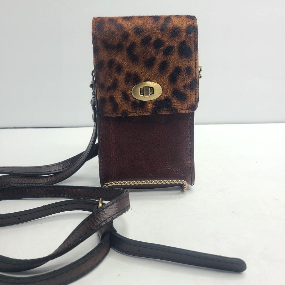 Patricia Nash Rivella Calf Hair Leopard Slim Phone Crossbody