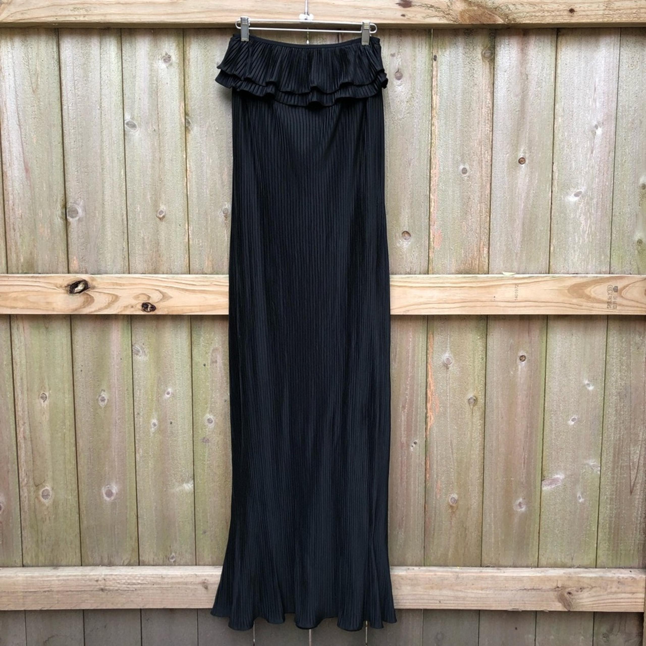 Juicy Couture Beach Royalty Strapless Maxi Dress S Black Plisse Pleated Ruffle