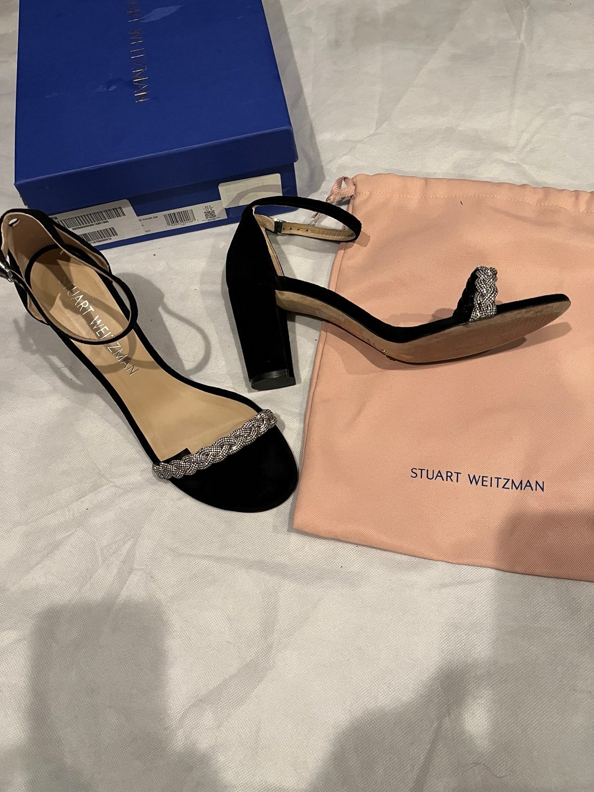 Women’s STUART WEITZMAN Black Nearly Nude Highshine Heels sz 12