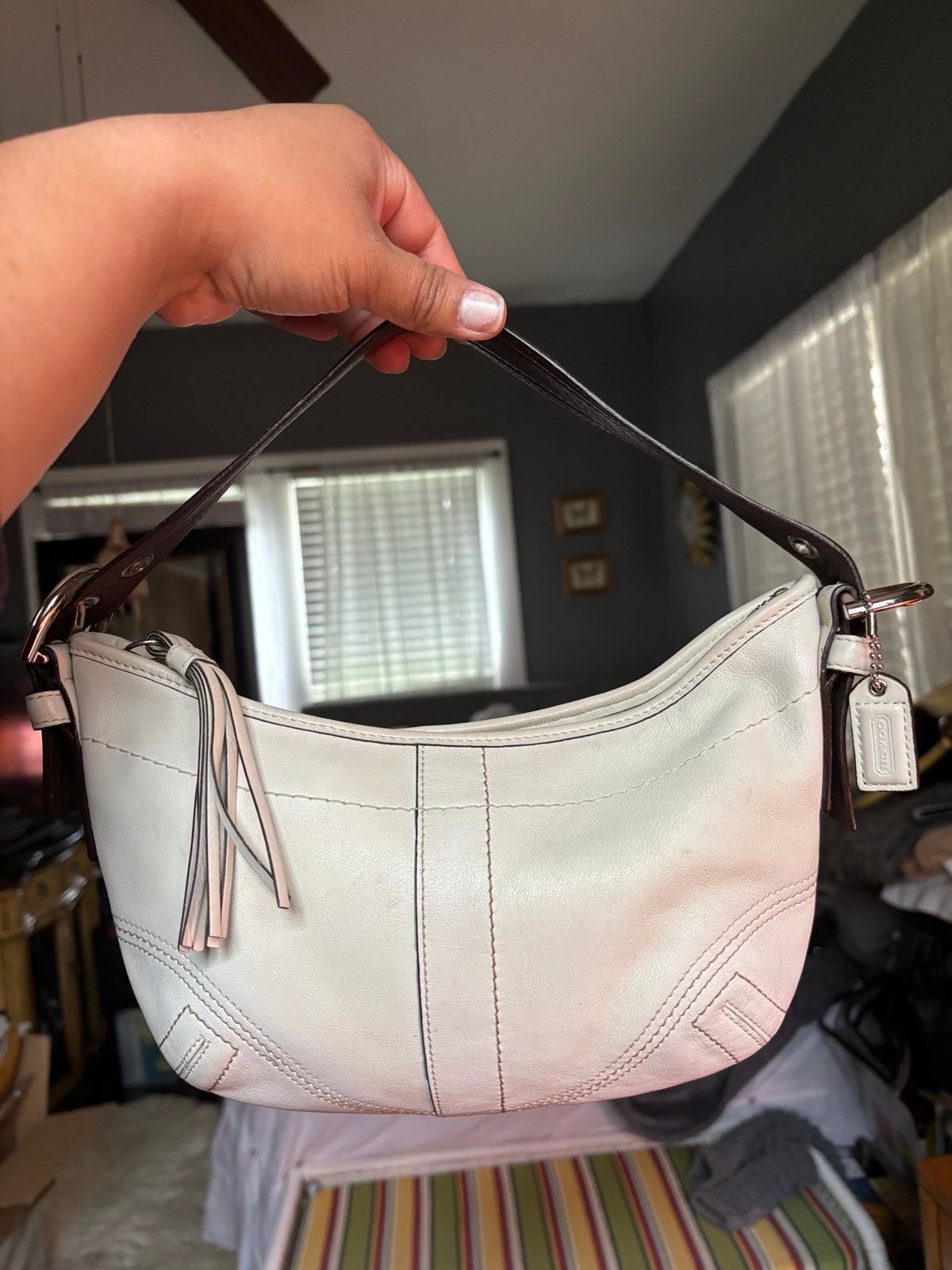 Coach White Leather Mini Hobo