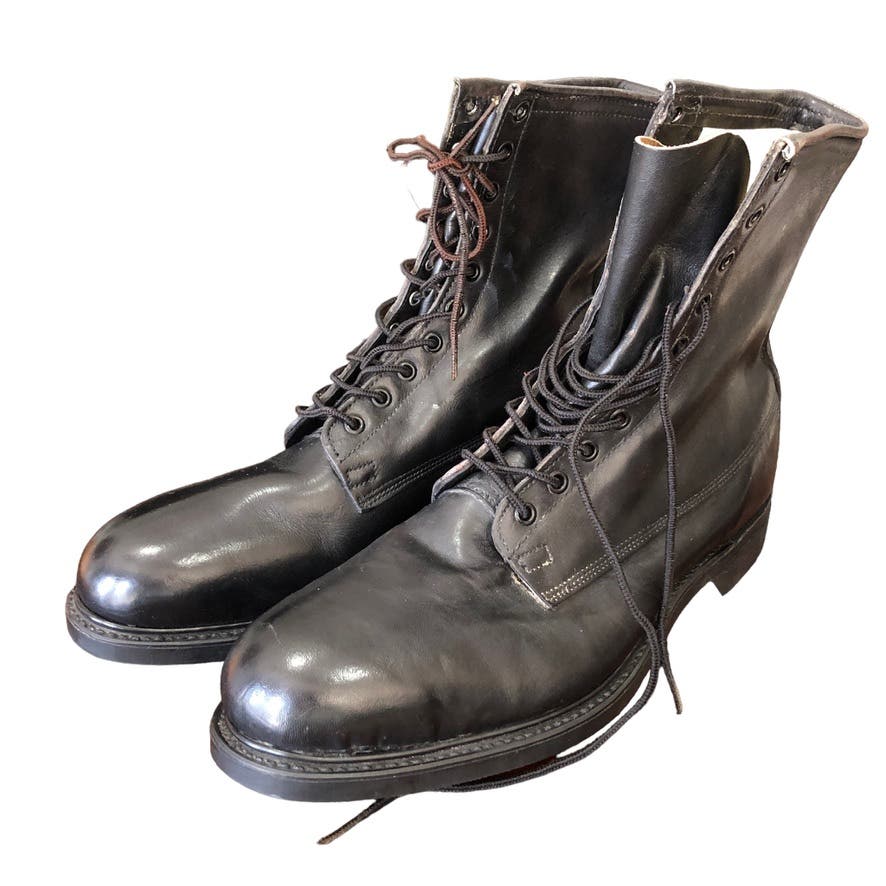 Vintage H H Brown Shoe Co Steel Toe Combat Boot Mens 12 Black Goodyear Oilproof