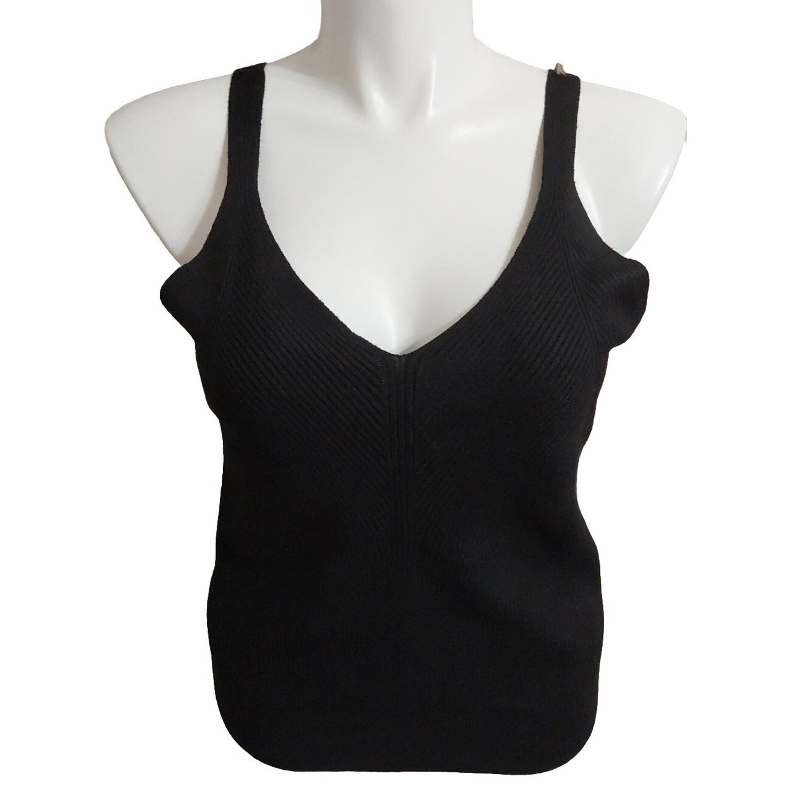 *NWT* Womens A New Day 1X Black Super Soft Knit V-neck Tank Top #7y45
