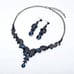 Blue Crystal Necklace Earrings Bracelet Ring Bridal Wedding Party Sapphire Set