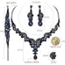 Blue Crystal Necklace Earrings Bracelet Ring Bridal Wedding Party Sapphire Set