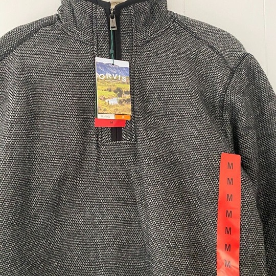 Orvis Classic Collection Gray Zip Sweater Jacket Mens Medium Sherpa Lined Fleece