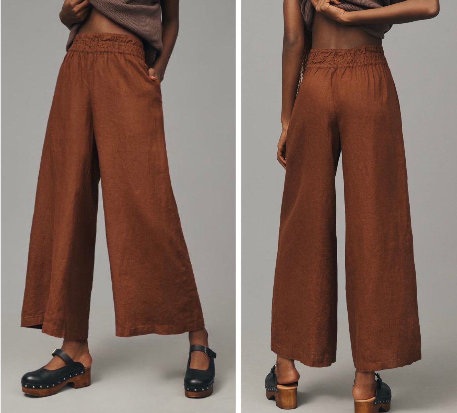 Anthropologie The Somerset Pull-On Wide-Leg Pants: Linen Edition, Size XS