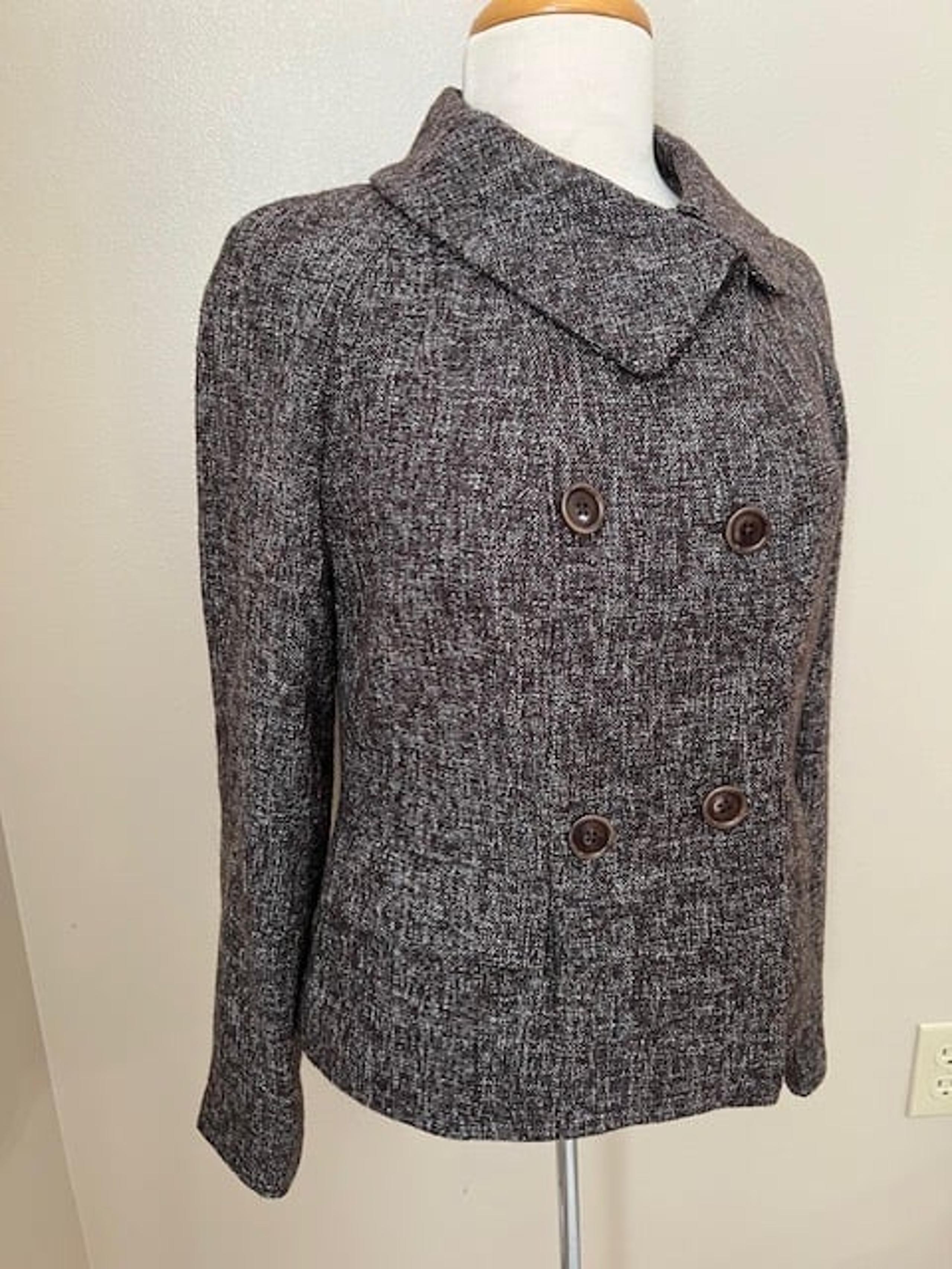 Banana Republic Women's Brown Tweed Wool Blend Double Breasted Jacket Size 6