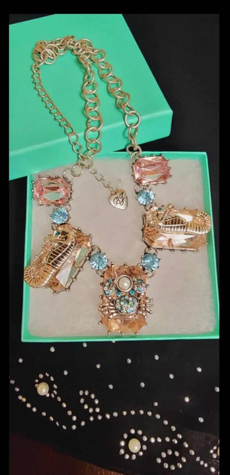 Betsy Johnson Beautiful Necklace Silverlake tone  Beautiful pastel colors stone