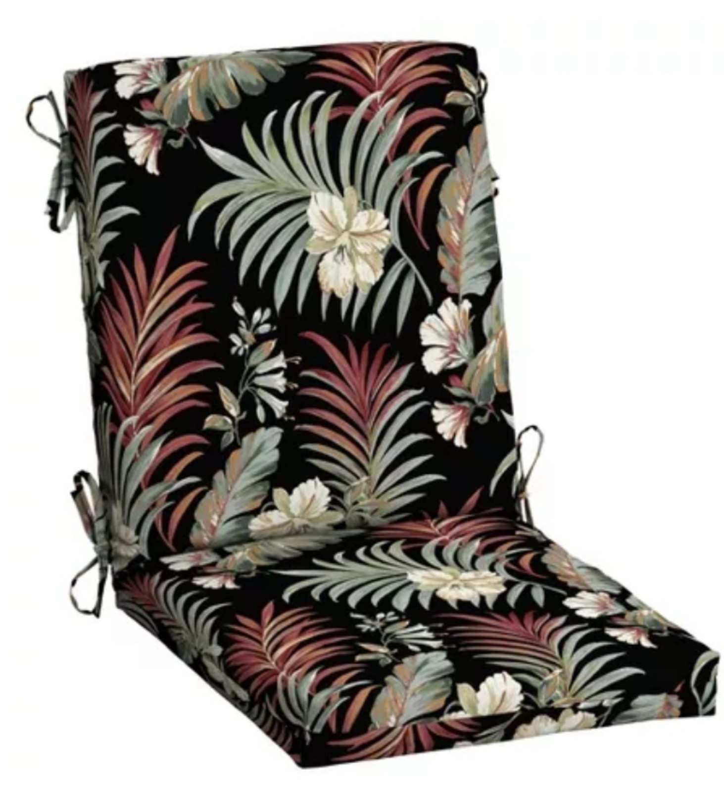 2 - 44 ×20×3.5 Black Tropical Patio Cushions