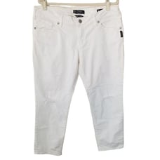 Silver Jeans Womens 34 White Denim Distressed Super Stretch Boyfriend Jeans
