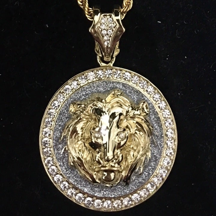 BIG LION DIAMONDS CZ 18K GOLD ROPE CHAIN