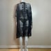 Black embroidered flowers mesh lace beach scalloped hem cover up kimono