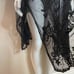 Black embroidered flowers mesh lace beach scalloped hem cover up kimono
