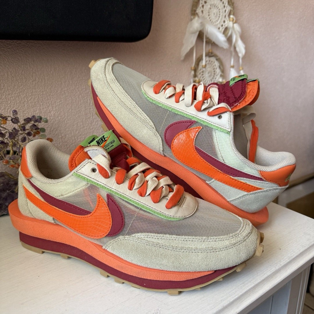 Nike LD Waffle Sacai CLOT Kiss of Death Net Orange Blaze Men’s Size 9.5