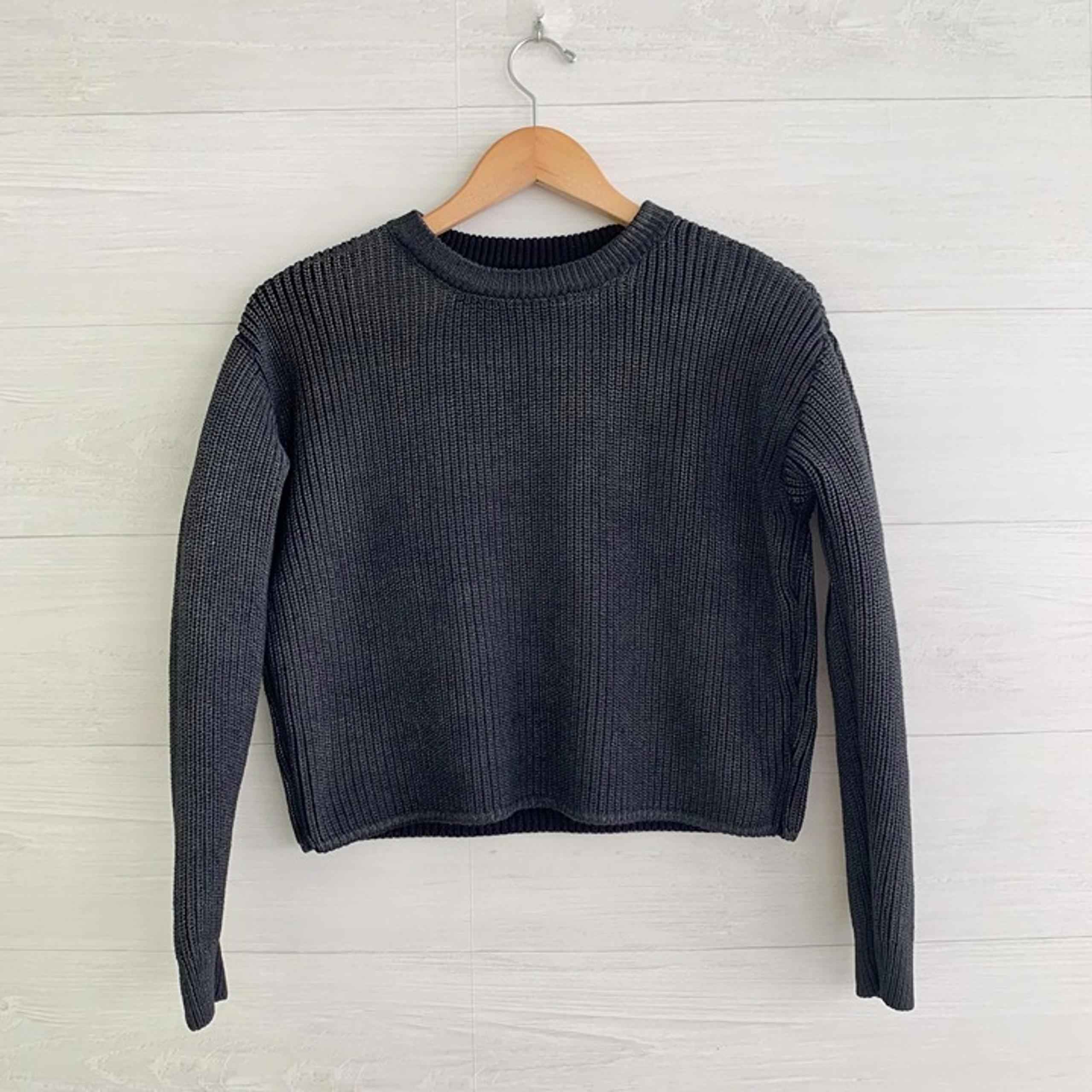 Spiritual Gangster - Black painted metallic crewneck cropped ribbed sweater, S
