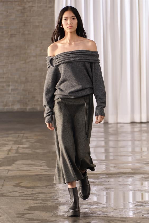 ZARA WOOL BLEND CAPE SKIRT ZW COLLECTION S