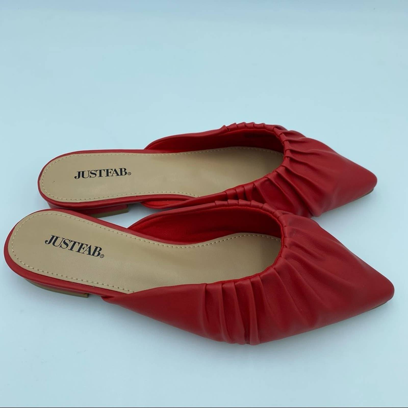JustFab red closed toe flat mules