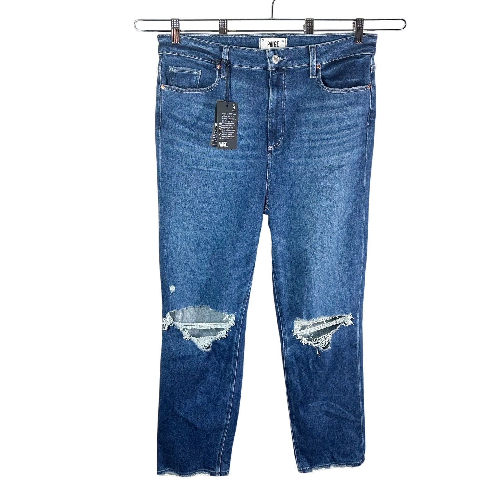 Paige Jeans Stella High Rise Modern Straight Soleil Destructed Size 33 Stretch