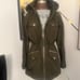 Michael Kors olive green rain jacket w/ hood & gold hardware size medium NWOT