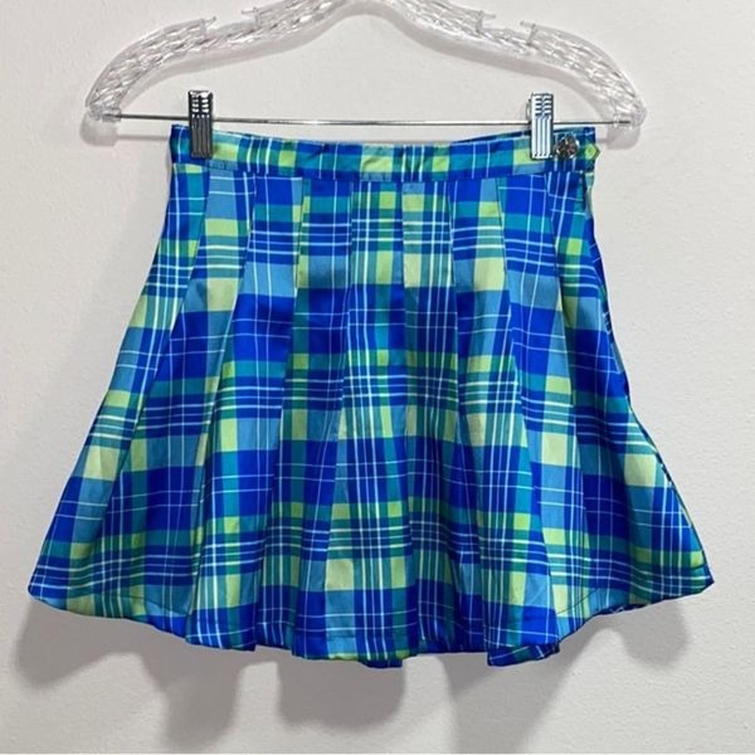 Y2K Delia’s Blue Green Plaid Pleated Mini Skirt Sz S | 2000s Schoolgirl Grunge