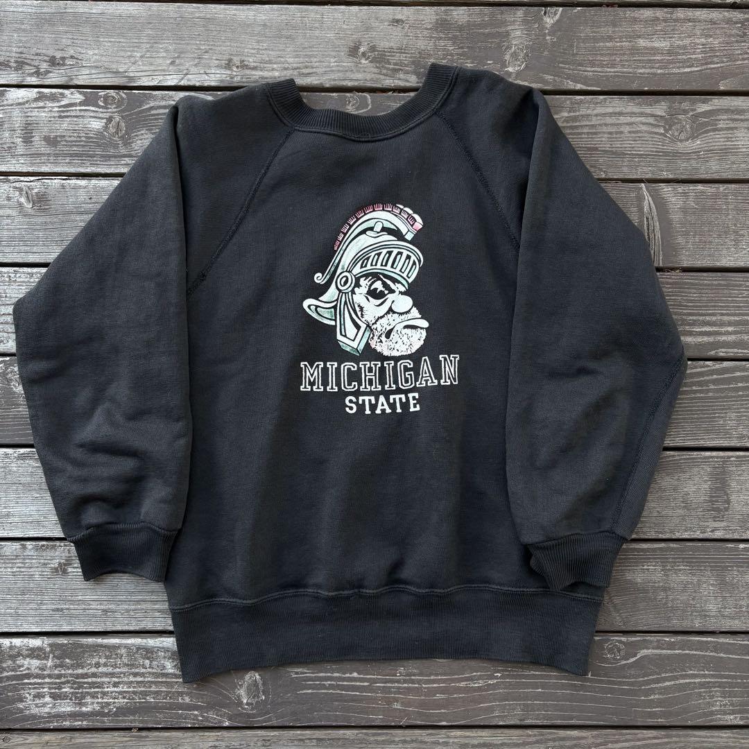 Black Rare 60's Vintage Sweatshirt Color Flock Print