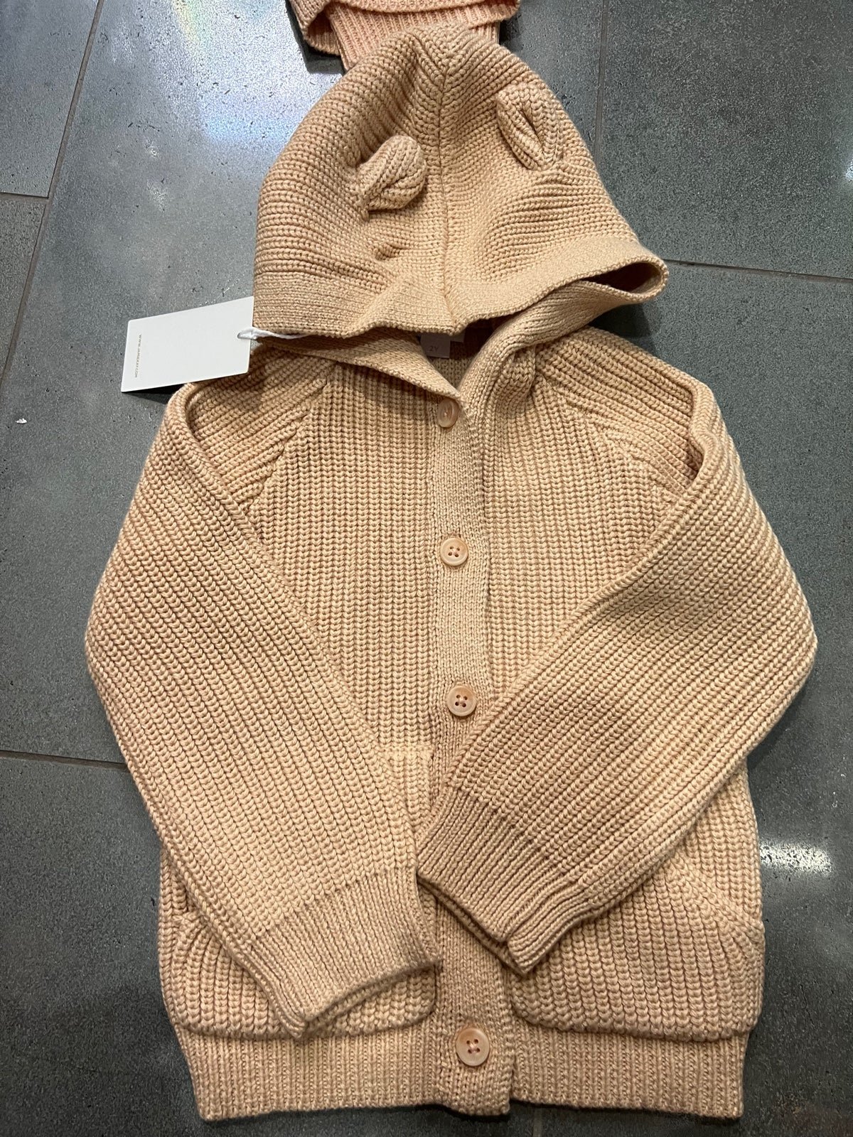 Jamie Kay 2y New JK Chunky Knit Bear Hoodie Cardigan