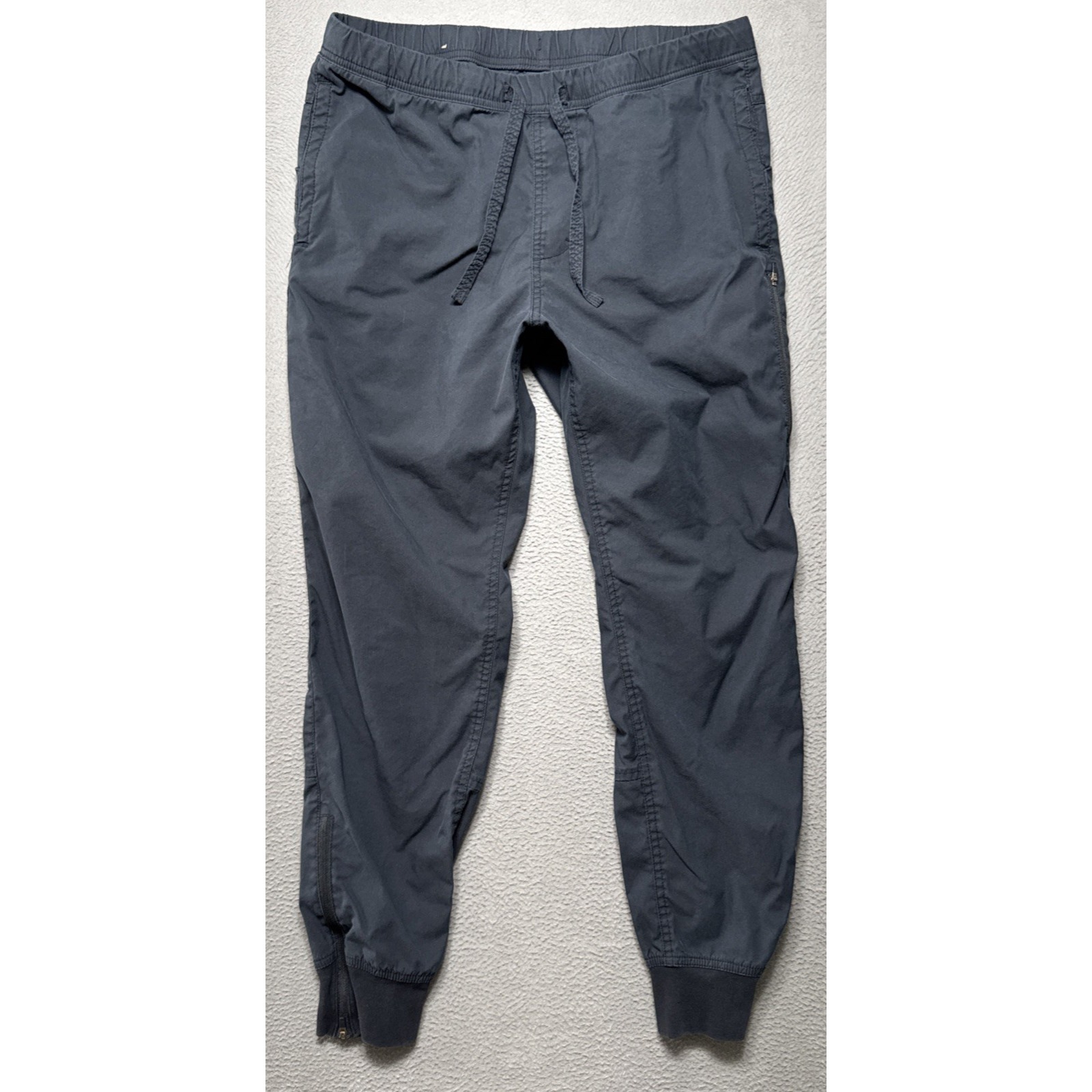 Prana Jogger Pants Sz M Black Active Outdoor Organic Blend Draw String Ankle Zip