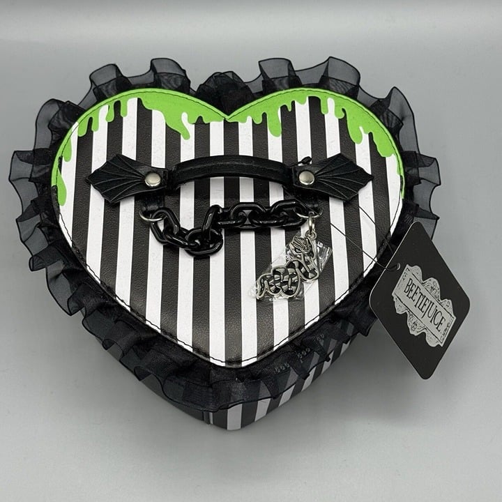 Beetlejuice Heart-Shaped Makeup Bag NEW