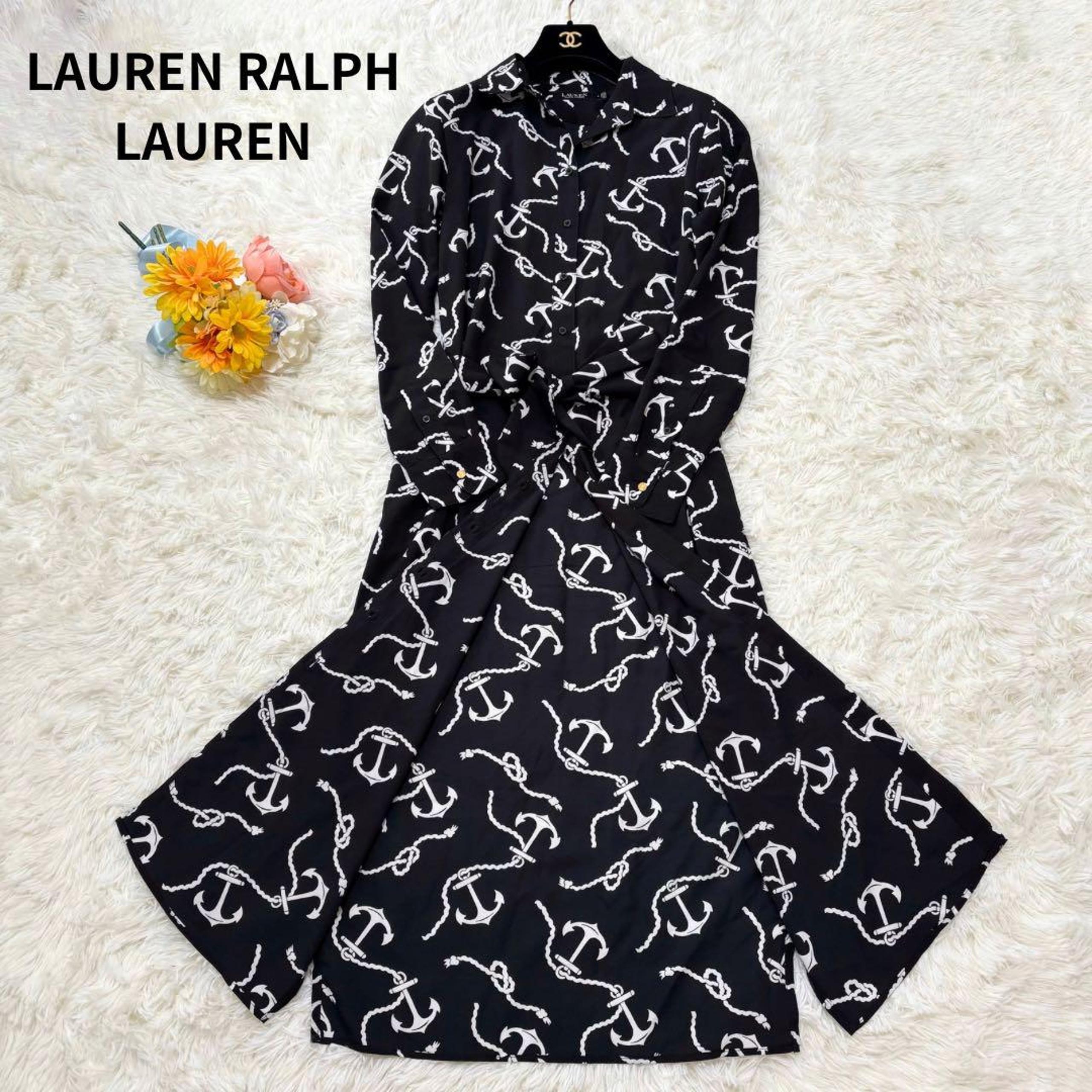 Excellent Condition - Lauren Ralph Lauren Long Maxi Shirt Dress with All-Over Print and Belt