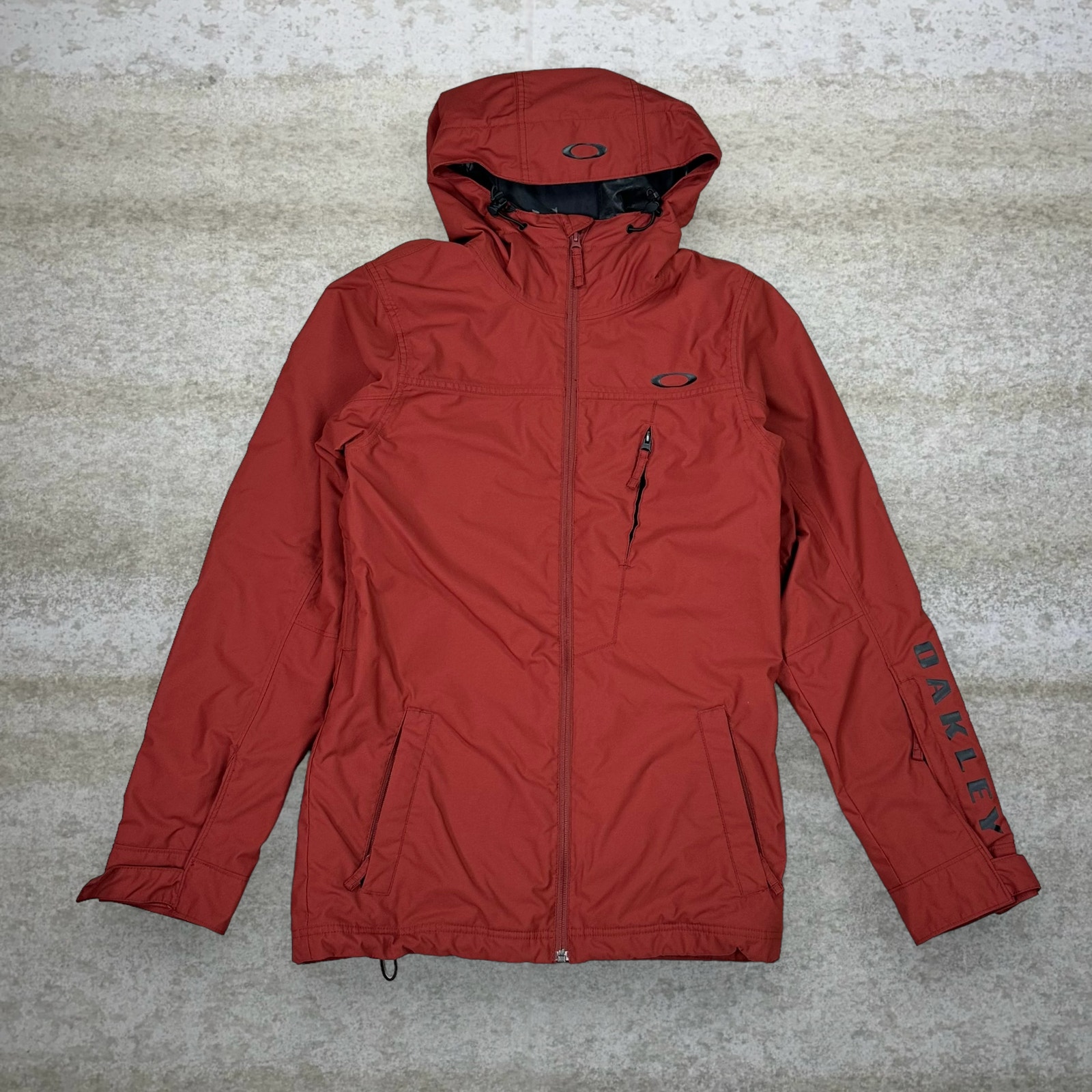 Oakley Snowboarding Jacket Burnt Orange Black Logo Full Zip Ski Hooded